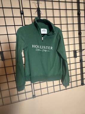 Vintage Hollister 1/4 Zip Pullover Size S Green Sweatshirt